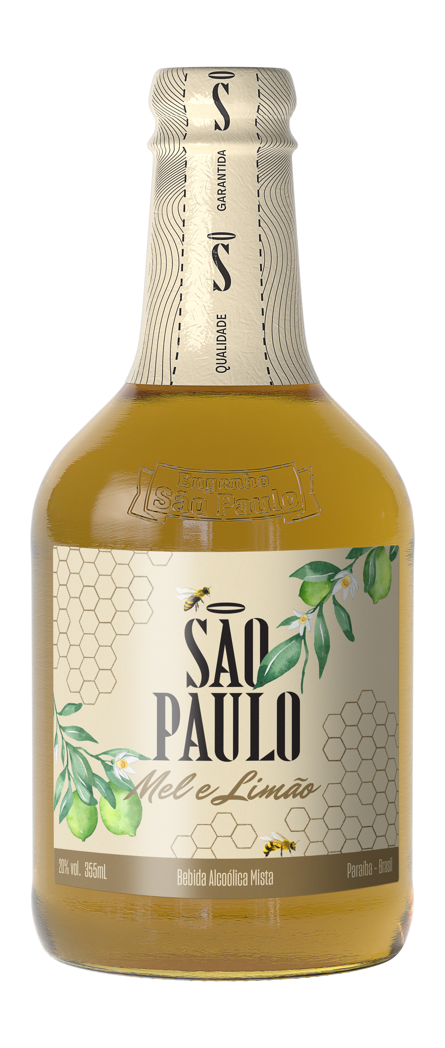 Cachaça São Paulo Mel e Limão 355ml